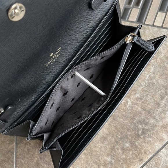 Kate Spade Chain Wallet Crossbody Clutch Black - Picture 9 of 16